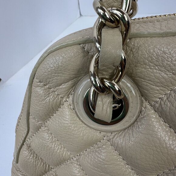 Kate Spade Georgina Gold coast Tan Cream Quilted Leather Satchel Bag Chain Bag - Picture 3 of 14